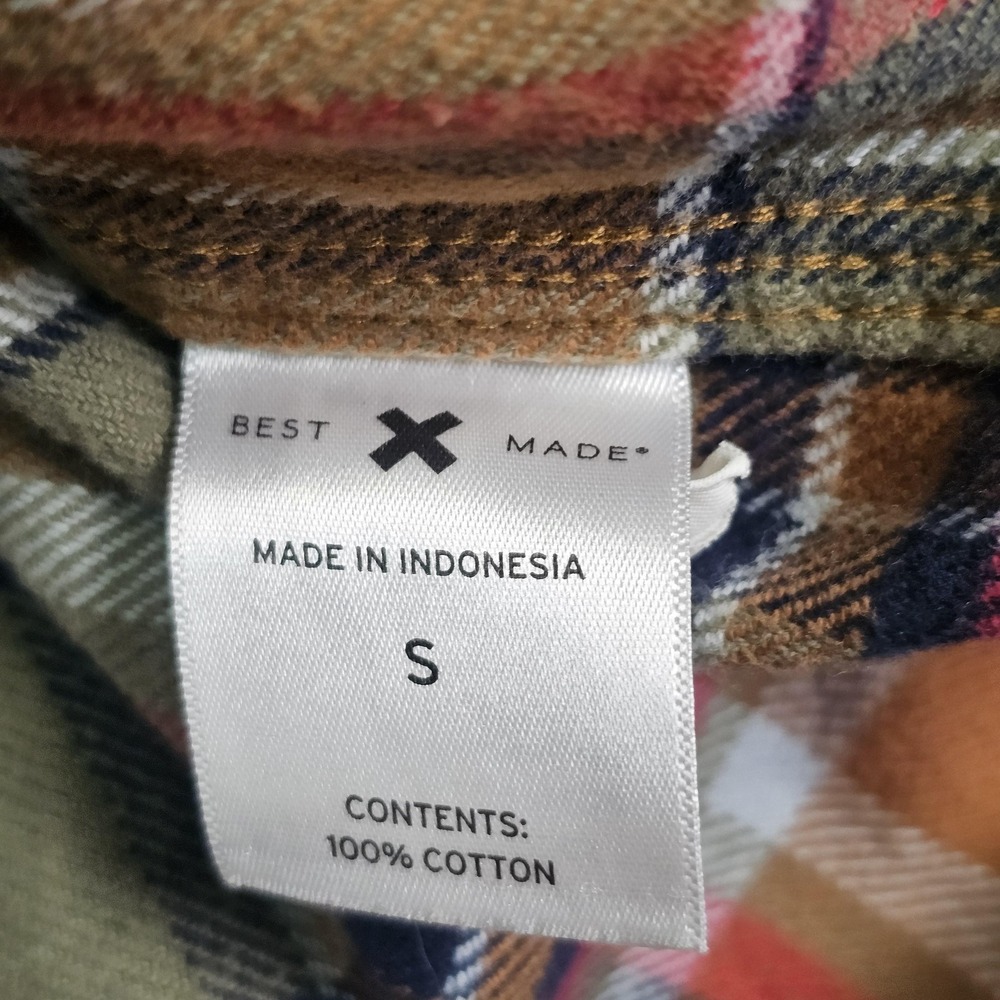 Best Made Co Shirt Mens Small Brown Plaid Flannel Button Up Cotton Elbow Patch - Picture 6 of 11